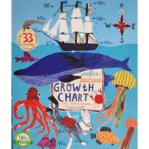 Sea Creatures Ocean Growth Chart Wall Hanging With Stickers Blue‎ Whale